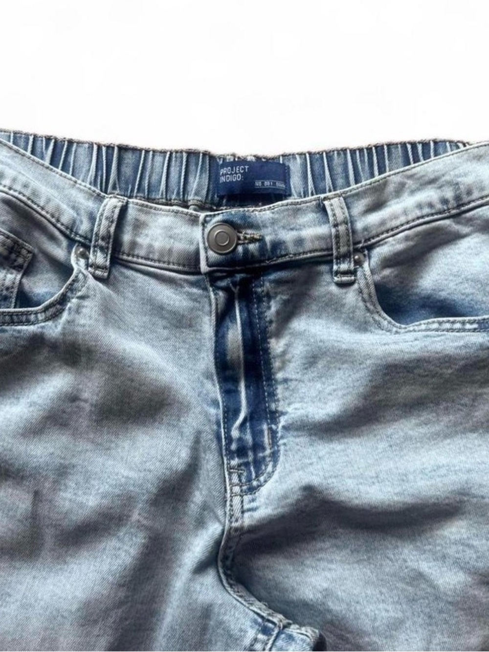 Project Indigo women’s elastic waist size large light wash, barrel jeans, cotton - Picture 2 of 5